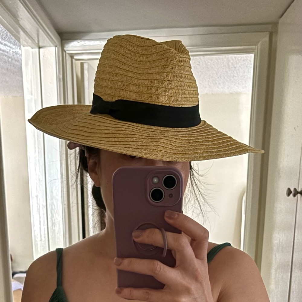 Kensie Tan and Black Wide-Brimmed Hat